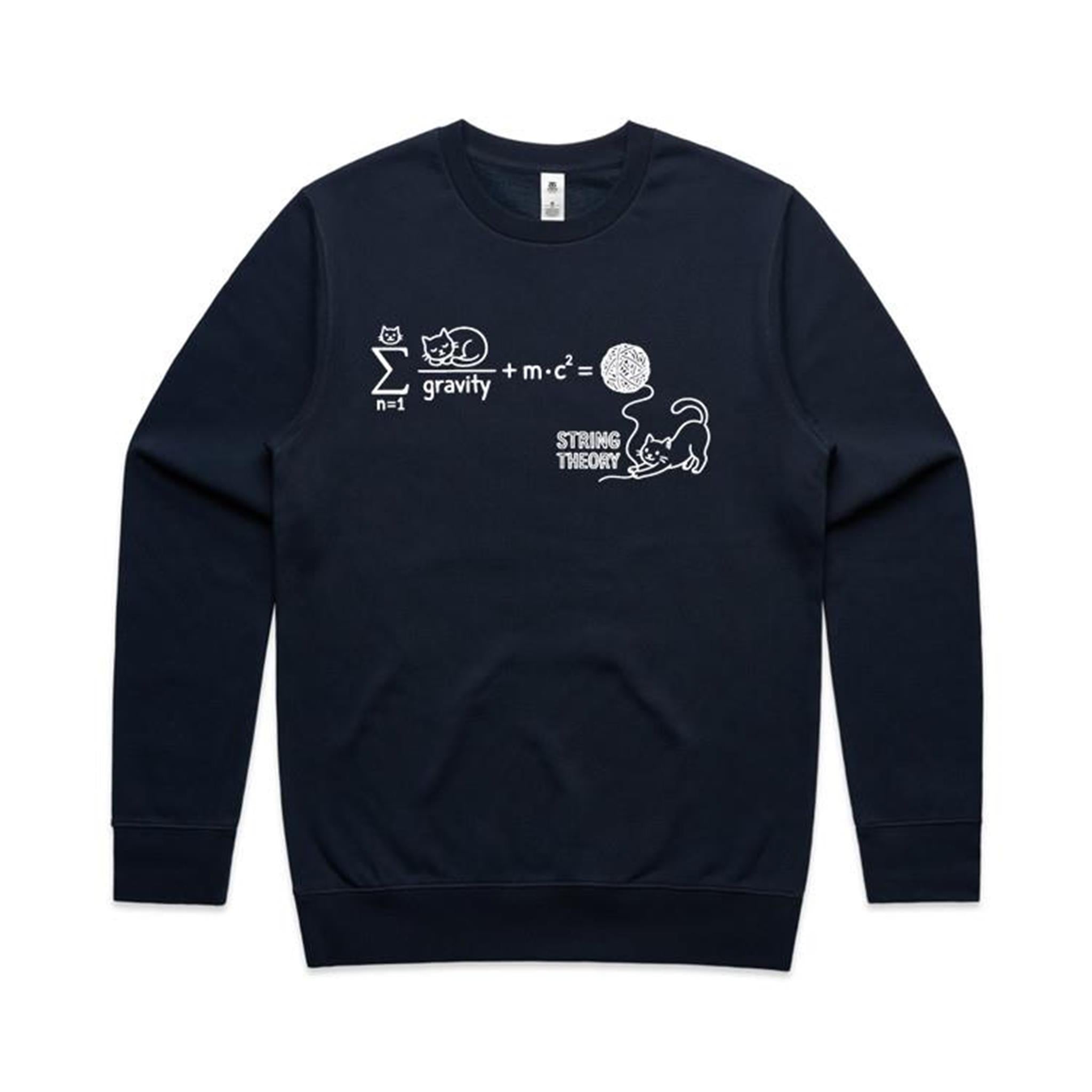Cat String Theory Physics AS Colour Stencil Crew Sweatshirt