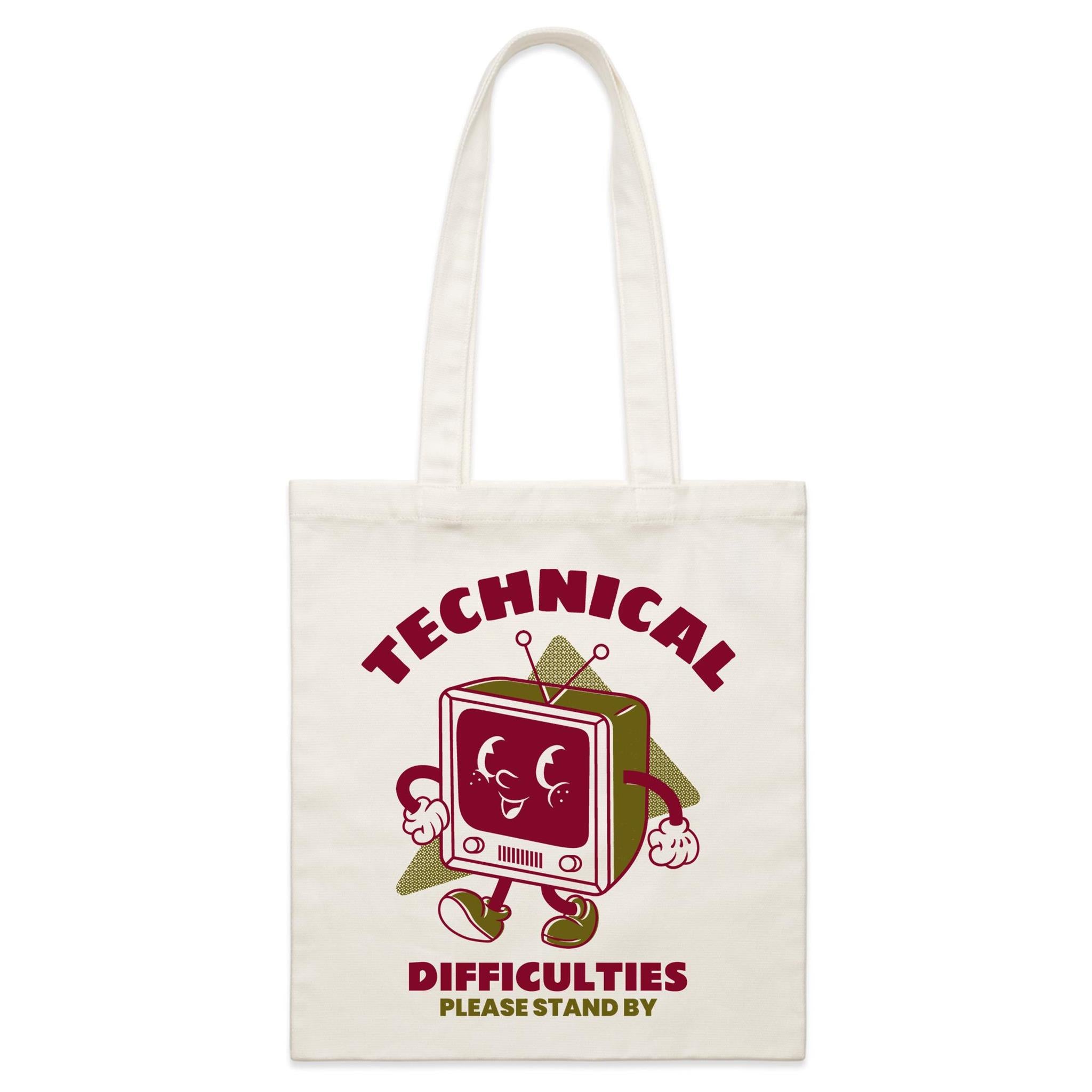 Technical Difficulties, Retro TV - Parcel Canvas Tote Bag Default Title Small Tote Bag Printed In Australia Retro Tech