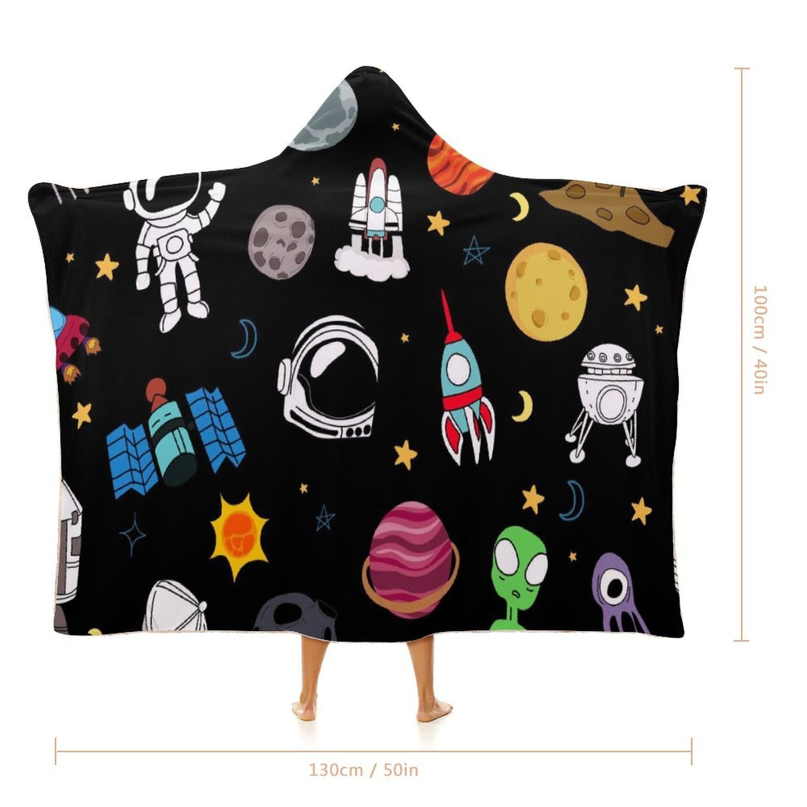 Kids Space Kids Hooded Blanket 100cm x 130cm Kids Hooded Blanket Printed Offshore Space