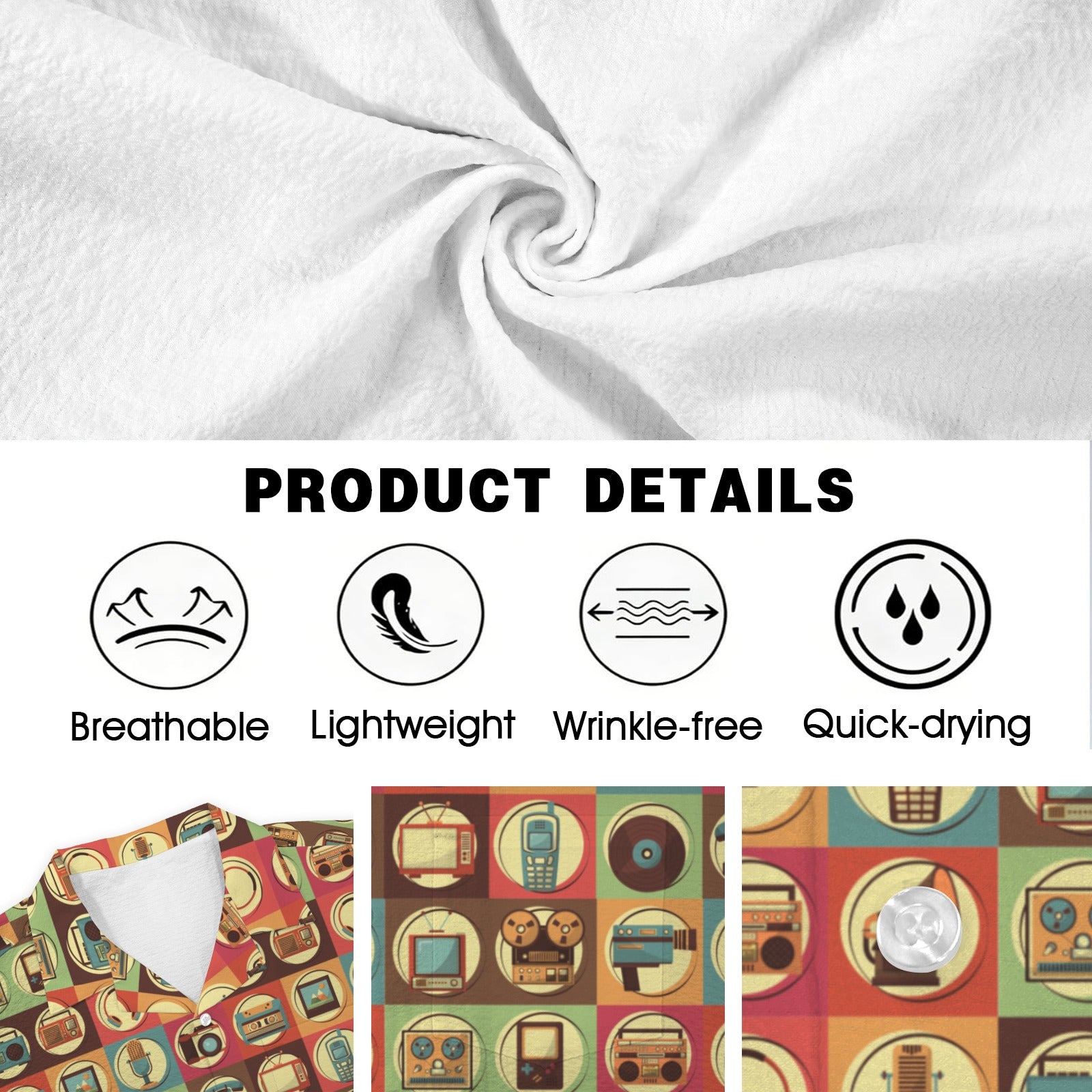 Retro Life Men's Crinkle Hawaiian Shirt