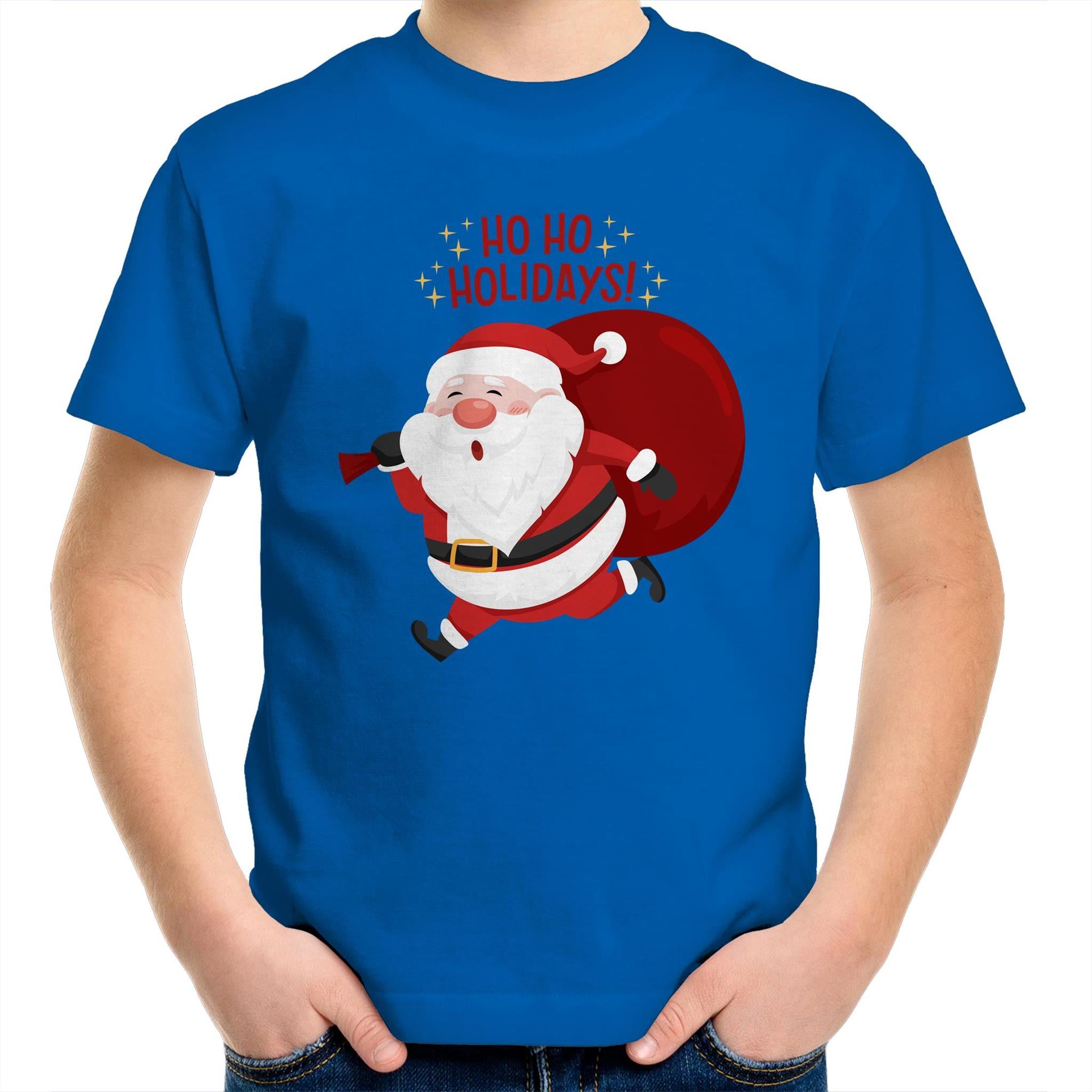 Santa Ho Ho Holidays, Christmas - Kids Youth T-Shirt Bright Royal Kids Christmas T-shirt Christmas Printed In Australia