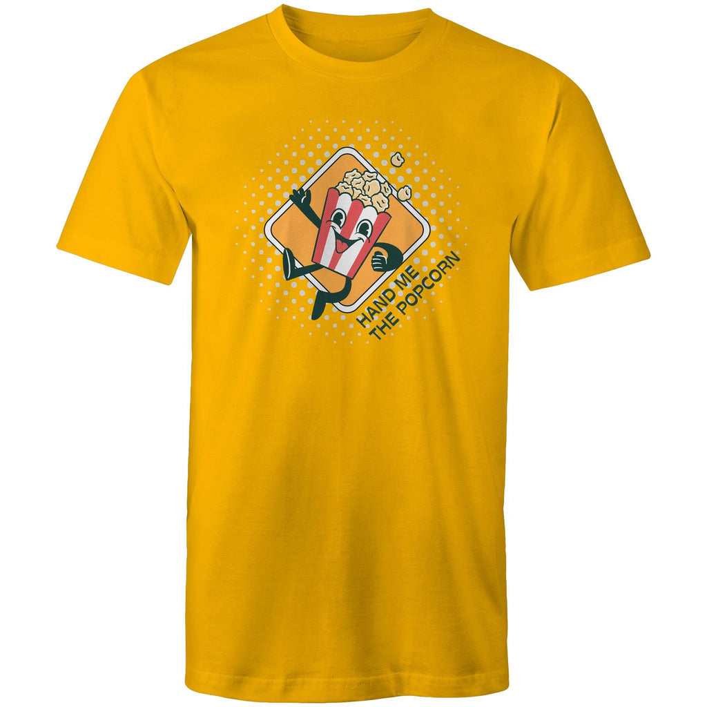 Hand Me The Popcorn - Mens T-Shirt Gold Mens T-shirt Food Funny Printed In Australia