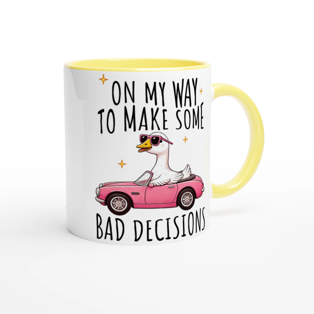 On My Way To Make Some Bad Decisions - White 11oz Ceramic Mug with Colour Inside Colour 11oz Mug animal Globally Fulfilled