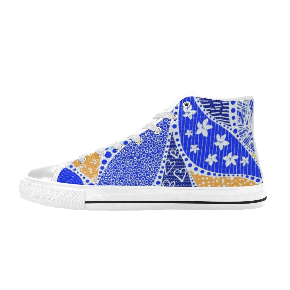 Blue Swirl - Women's High Top Canvas Shoes US12 Womens Classic High Top Shoes Printed Offshore
