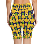 Happy Pineapples Women's Bike Shorts With Side Pockets Women's Bike Shorts Food Printed Offshore