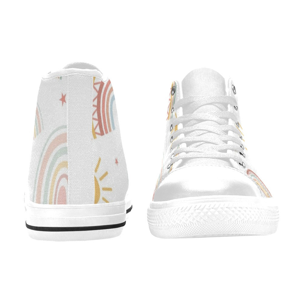 Pastel Rainbows - Kids High Top Canvas Shoes