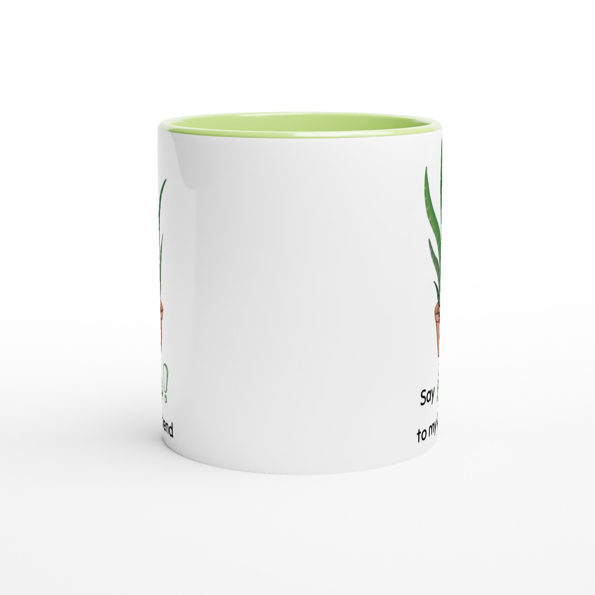Say Aloe To My Little Friend - White 11oz Ceramic Mug with Colour Inside Colour 11oz Mug Globally Fulfilled Plants