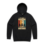 It's Not Hoarding If It's Guitars - Mens Hoodie Black Mens Hoodie Music Printed In Australia