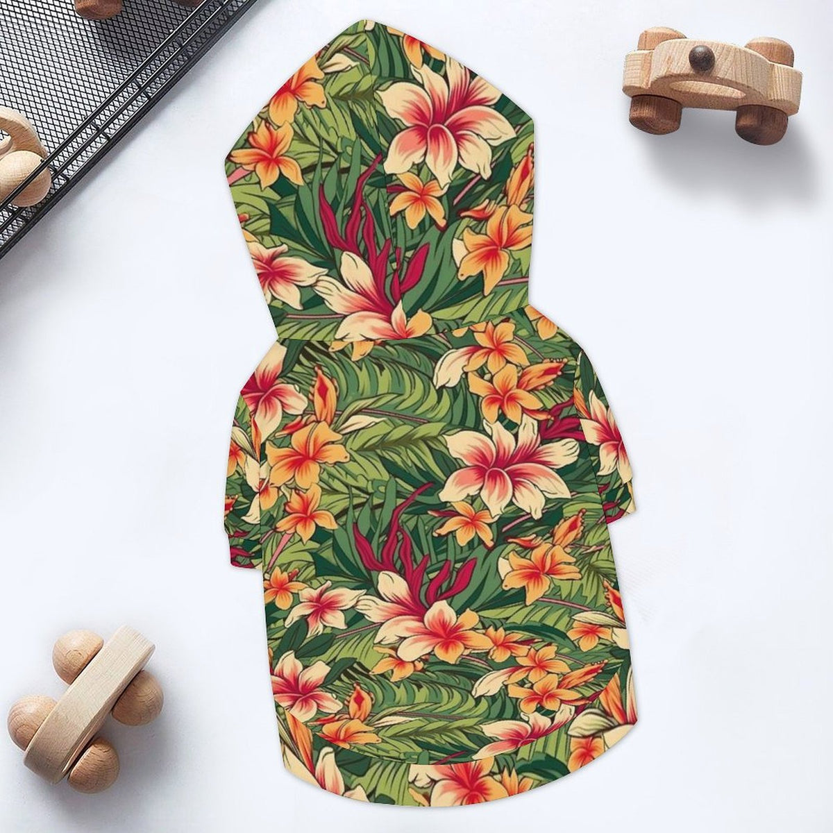 Vintage Hawaiian Floral Pet Hoodie (Small Size) Pet Hoodie (Small) Plants Printed Offshore