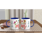 Personalised Mum With Flowers And Butterflies 11oz Ceramic Mug Ceramic Blue Personalised 11oz Mug Globally Fulfilled Mum