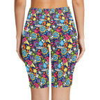 Sticker Music Women's Bike Shorts With Side Pockets Women's Bike Shorts Music Printed Offshore
