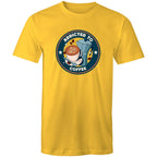 Addicted To Coffee - Mens T-Shirt Yellow Mens T-shirt Coffee Printed In Australia