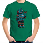 Robot - Kids Youth T-Shirt Kelly Green Kids Youth T-shirt Printed In Australia Sci Fi Tech