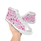Pink Hearts On White Women's High Top Canvas Shoes Womens Classic High Top Shoes Love Printed Offshore