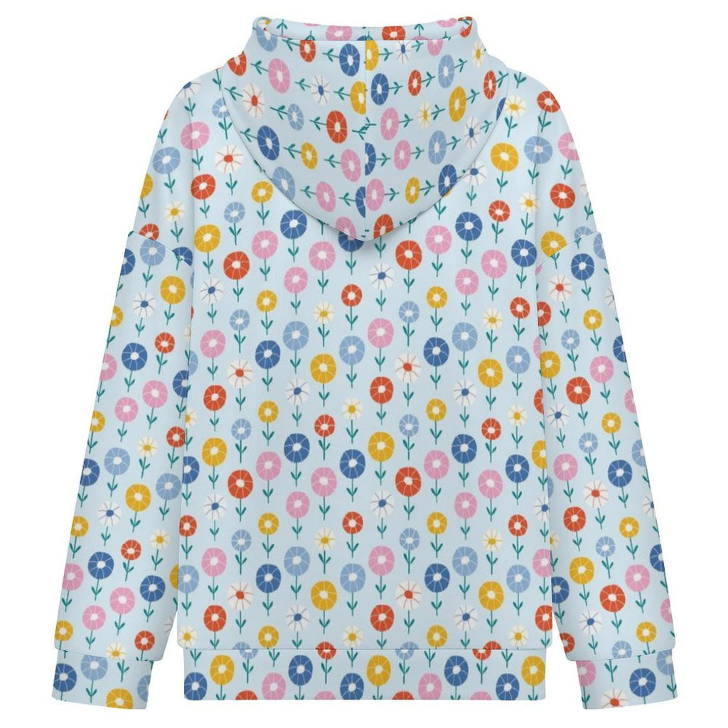 Abstract Cute Flowers Women's Full-Zip Hoodie