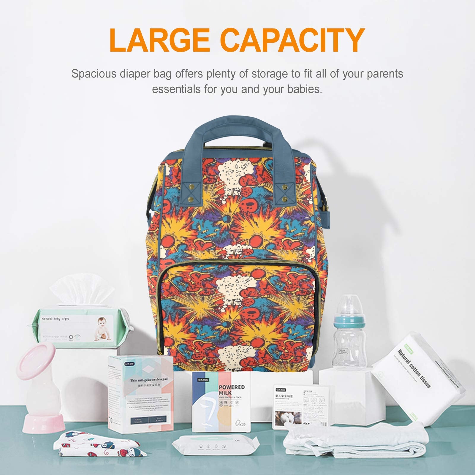 Comic Book Explosions Multi-Function Backpack, Nappy / Diaper Bag Multi-function Backpack, Nappy / Diaper Bag comic Printed Offshore