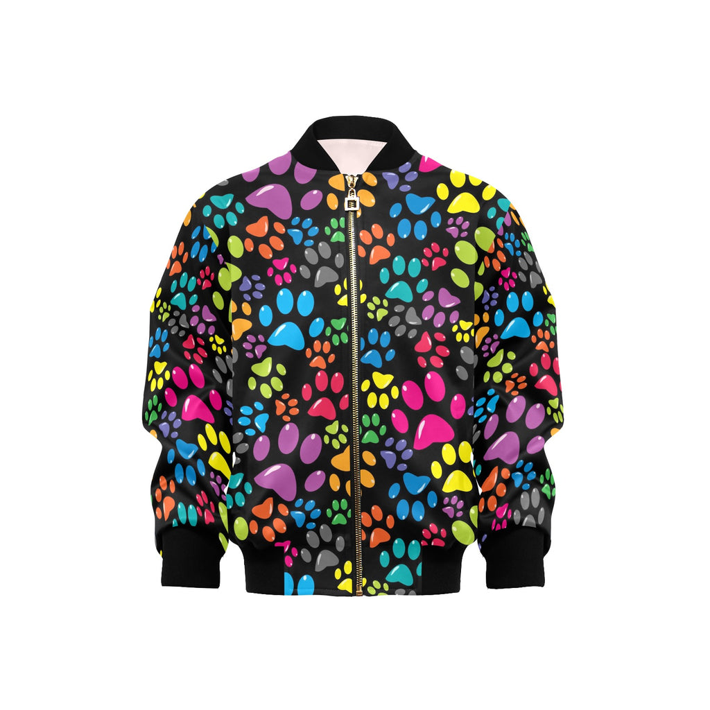 Colourful Dog Paws Kids Bomber Jacket XL Kids Bomber Jacket animal Printed Offshore