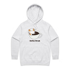 Cat Coffee Break - Womens Hoodie White Marle Womens Hoodie animal Coffee Printed In Australia