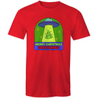 Merry Christmas Earthlings, UFO - Mens T-Shirt Red Mens Christmas T-shirt Christmas Printed In Australia