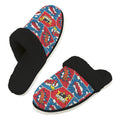 Comic Book Cells Men's Fur Trim Thick-Sole Indoor Slippers 2XL Men's Fur Trimmed Slippers comic Printed Offshore