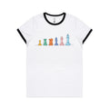 Chess Women's AS Colour Ringer Tee White Black Womens Ringer T-shirt Chess Games Printed In Australia