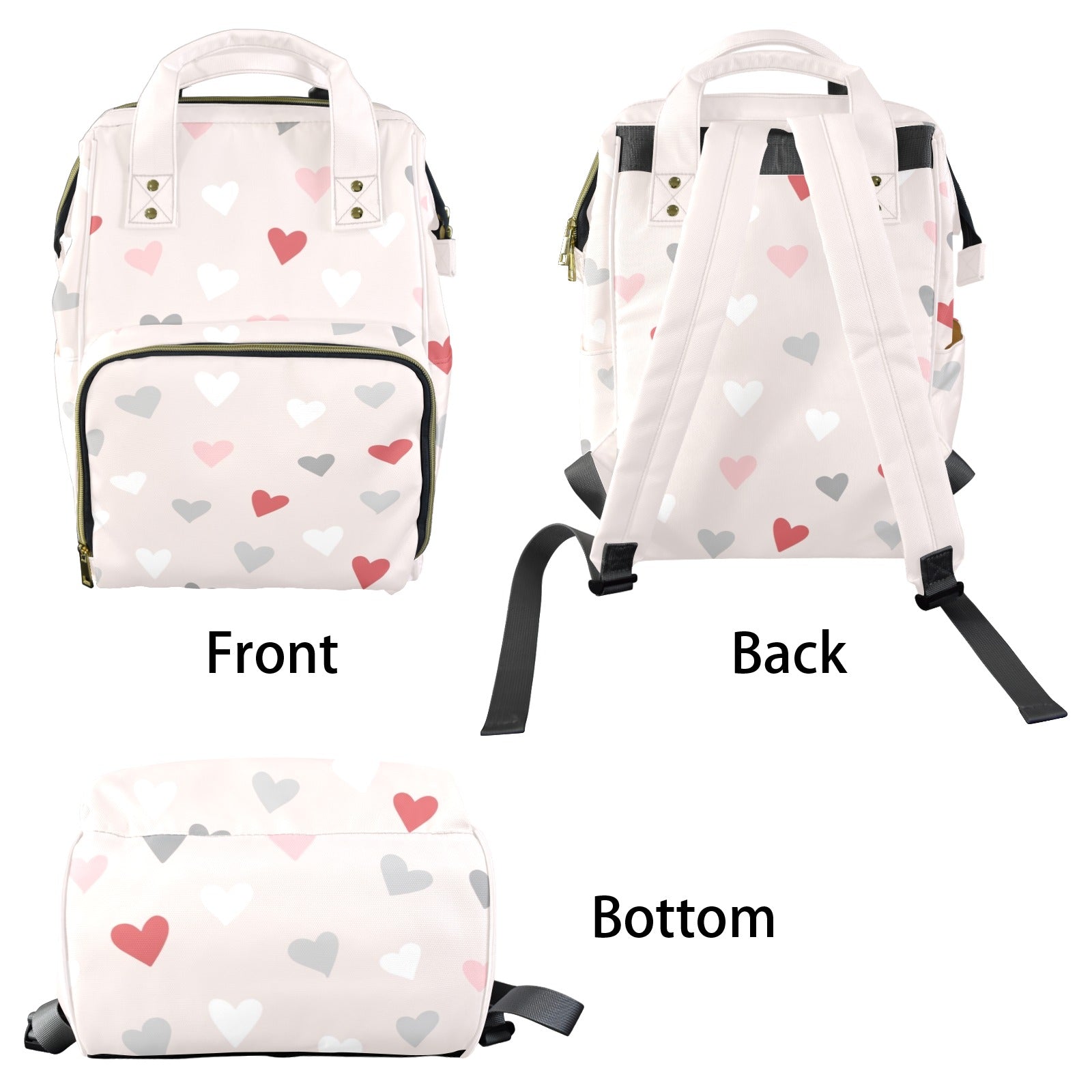 Pretty Hearts - Multi-Function Backpack, Nappy / Diaper Bag