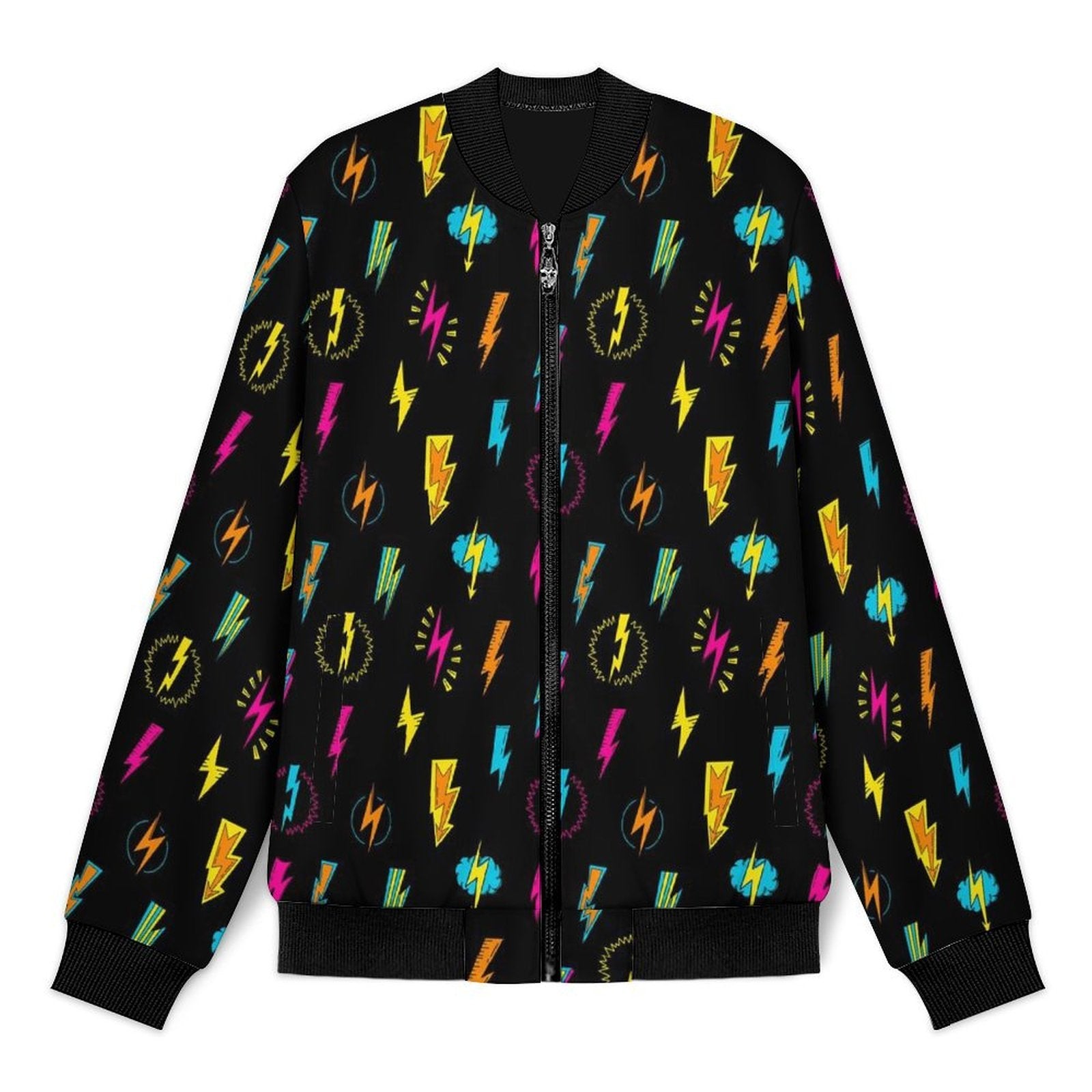Fun Lightning Men's Casual Zip‑Up Bomber Jacket