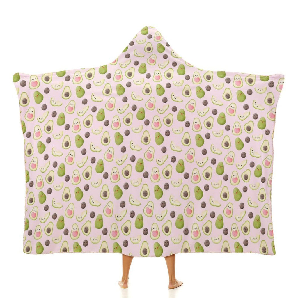 Avocado Love Kids Hooded Blanket 100cm x 130cm white 40"×50" Kids Hooded Blanket Food Printed Offshore