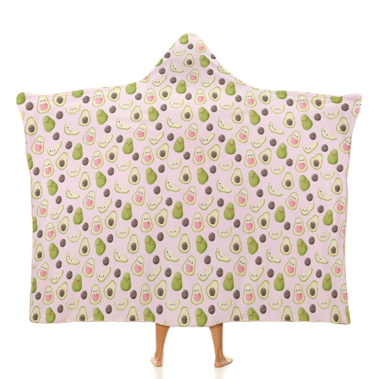 Avocado Love Kids Hooded Blanket 100cm x 130cm white 40"×50" Kids Hooded Blanket Food Printed Offshore