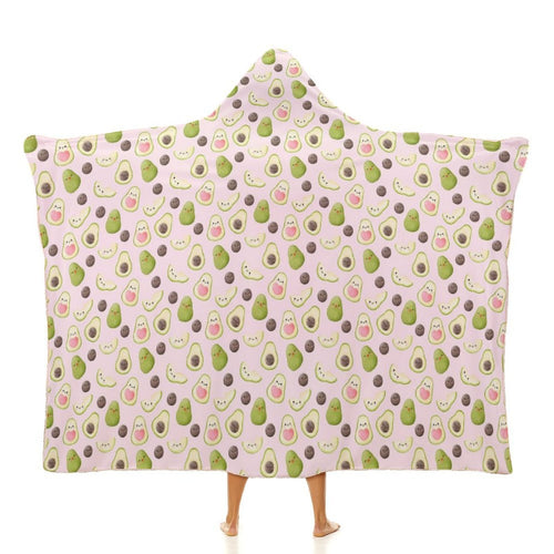 Avocado Love Kids Hooded Blanket 100cm x 130cm white 40"×50" Kids Hooded Blanket Food Printed Offshore