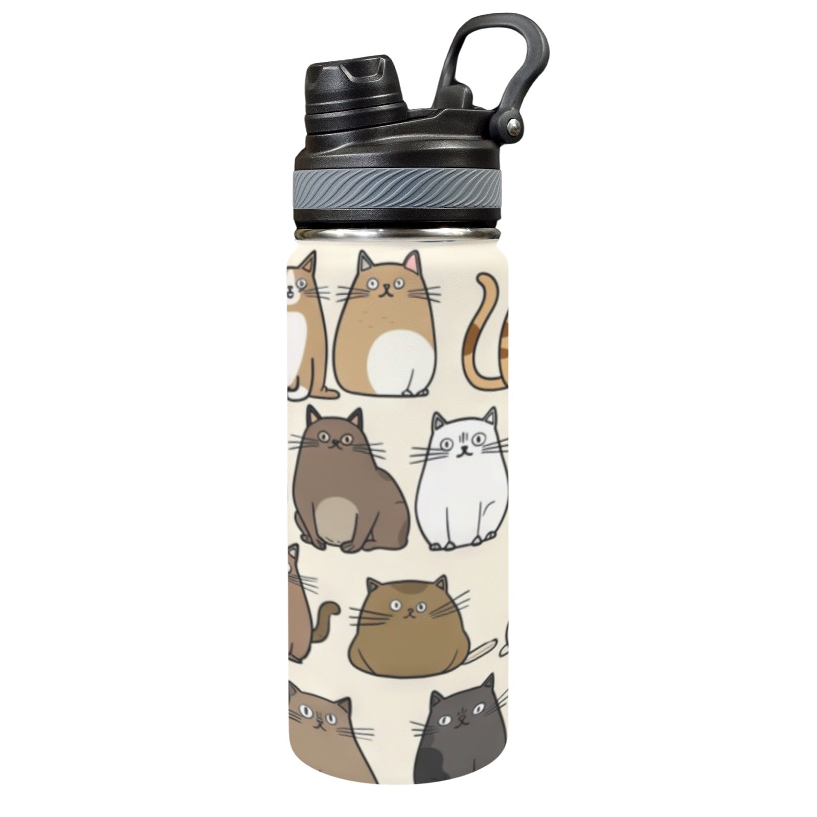 Lots Of Cats - Insulated Water Bottle with Dual-Use Lid (18oz) One Size Insulated Water Bottle with Dual-Use Lid (18oz) animal Printed Offshore
