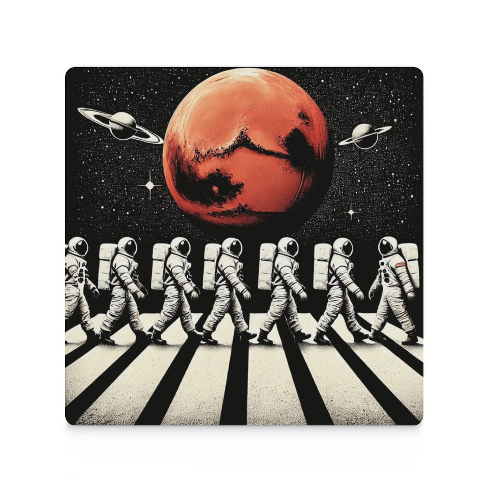 Astronauts Crossing Road - Ceramic Coasters (Square) Ceramic Coasters Printed Offshore Space
