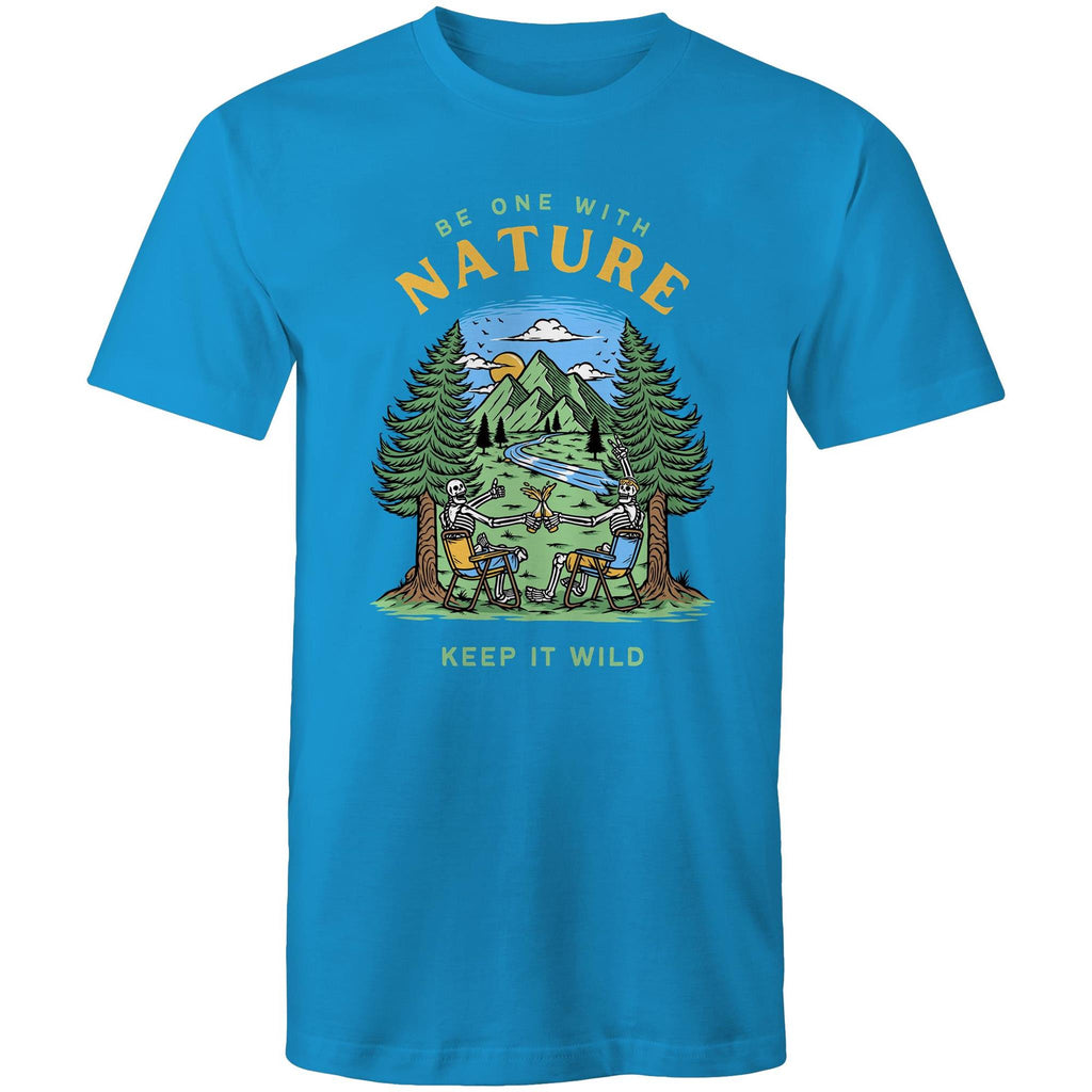 Be One With Nature, Skeletons - Mens T-Shirt Arctic Blue Mens T-shirt Environment Printed In Australia