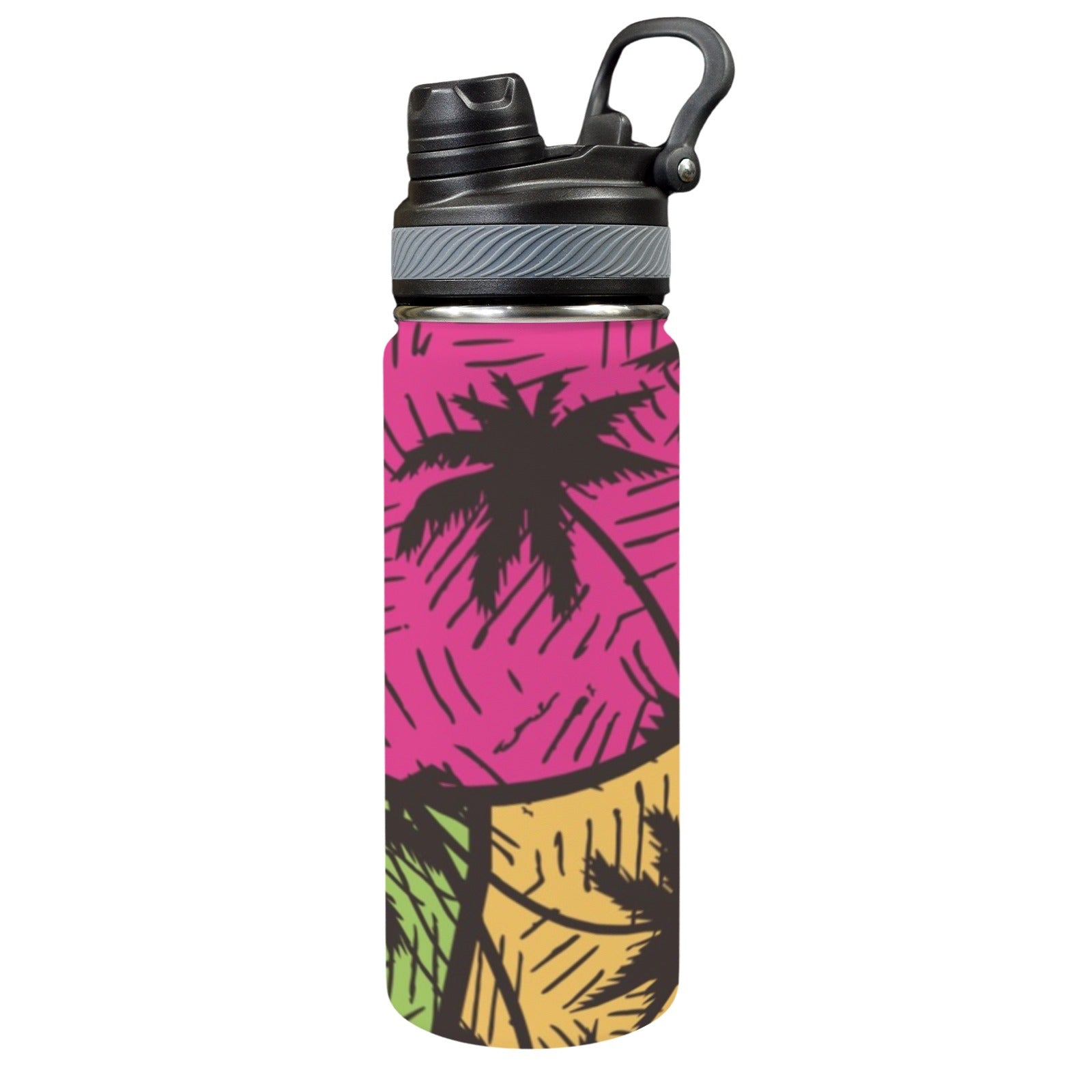 Palm Trees - Insulated Water Bottle with Dual-Use Lid (18oz) One Size Insulated Water Bottle with Dual-Use Lid (18oz) Plants Printed Offshore