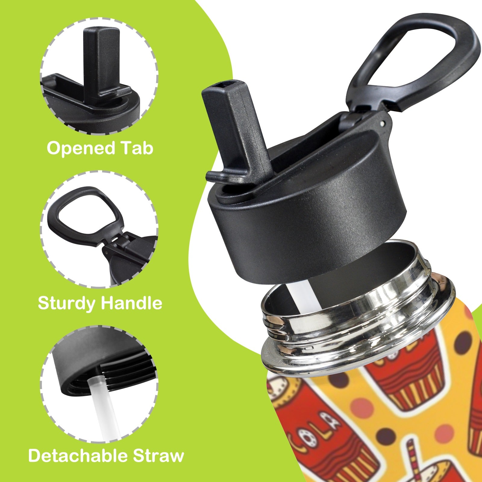 Cola 12oz Kids Water Bottle with Straw Lid