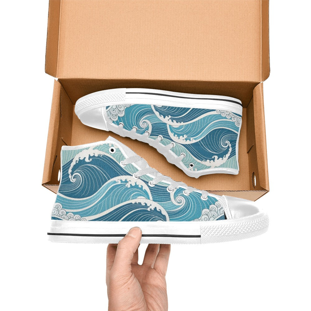 Ocean Waves - Men's High Top Canvas Shoes