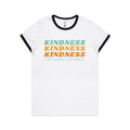 Kindness Can Change The World Women's AS Colour Ringer Tee White Black Womens Ringer T-shirt Kindness Printed In Australia