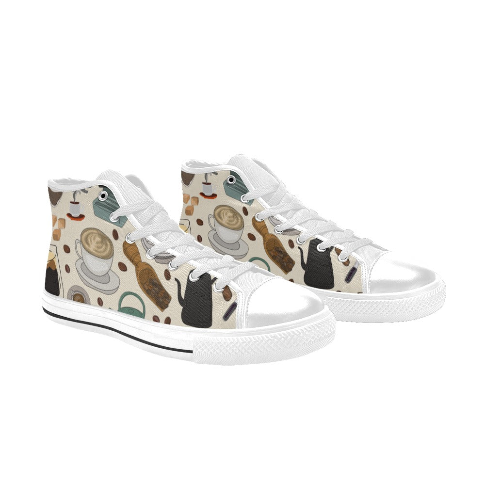 All The Coffee - Men's High Top Canvas Shoes