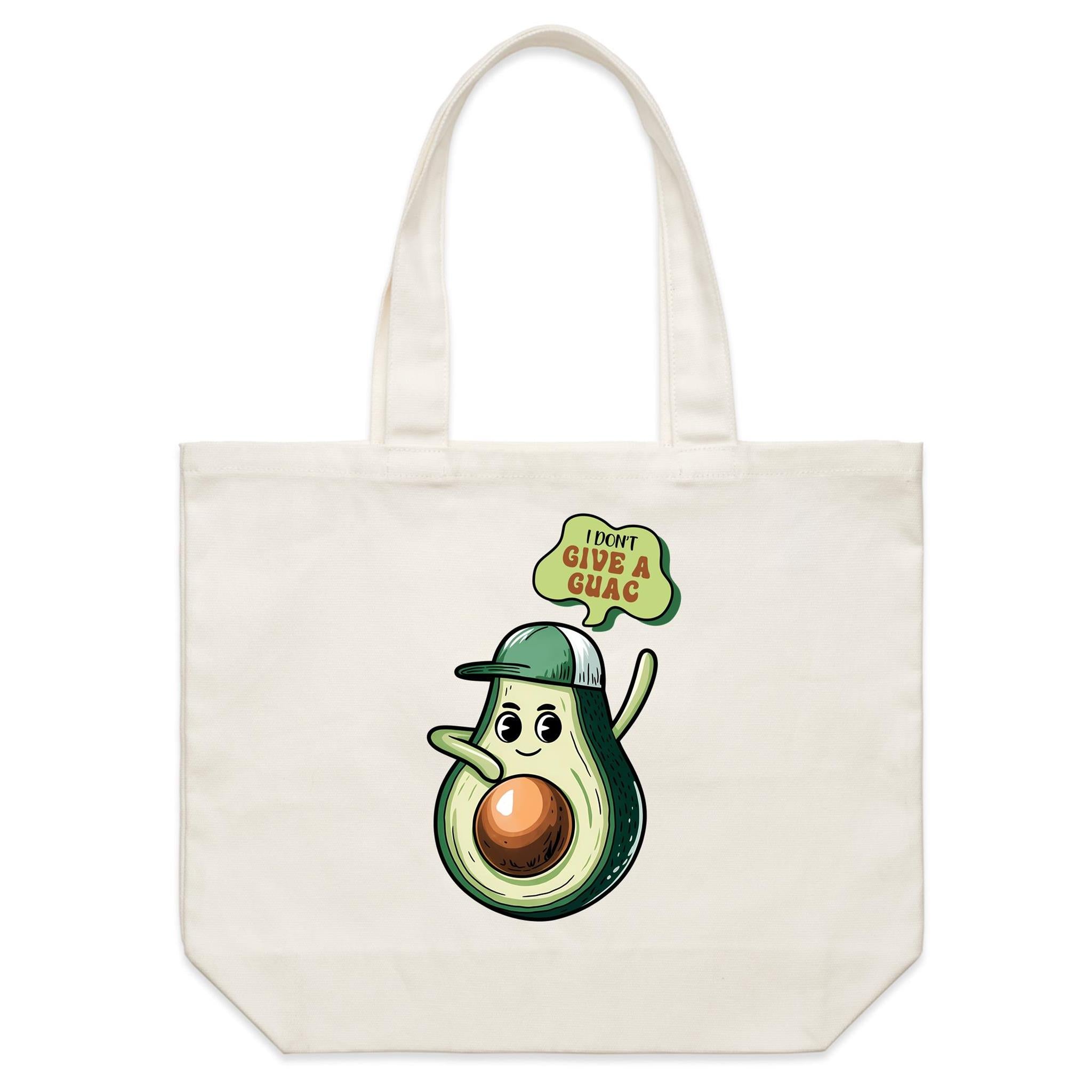 I Don't Give A Quac, Avocado - Shoulder Canvas Tote Bag Default Title Large Tote Bag Food Printed In Australia