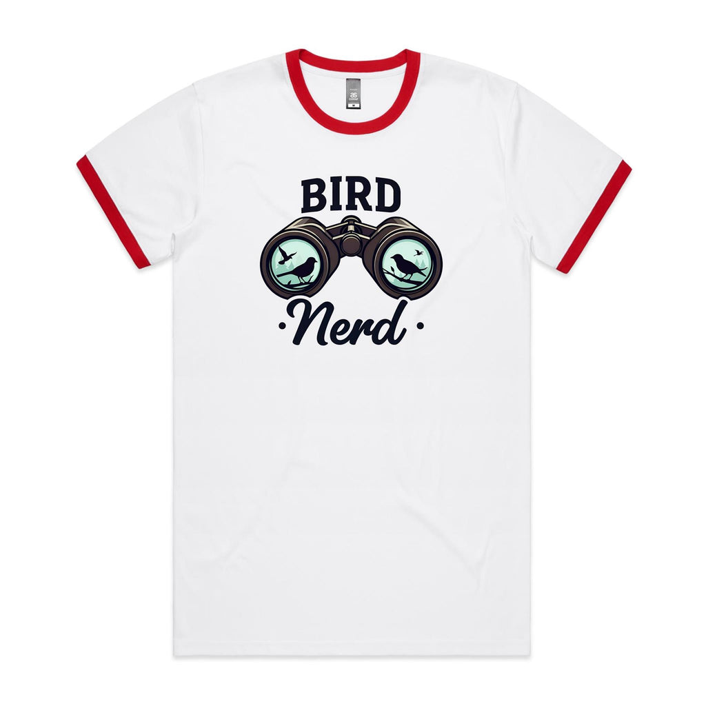 Bird Nerd - Staple Ringer Tee White Red Ringer T-Shirt animal Printed In Australia