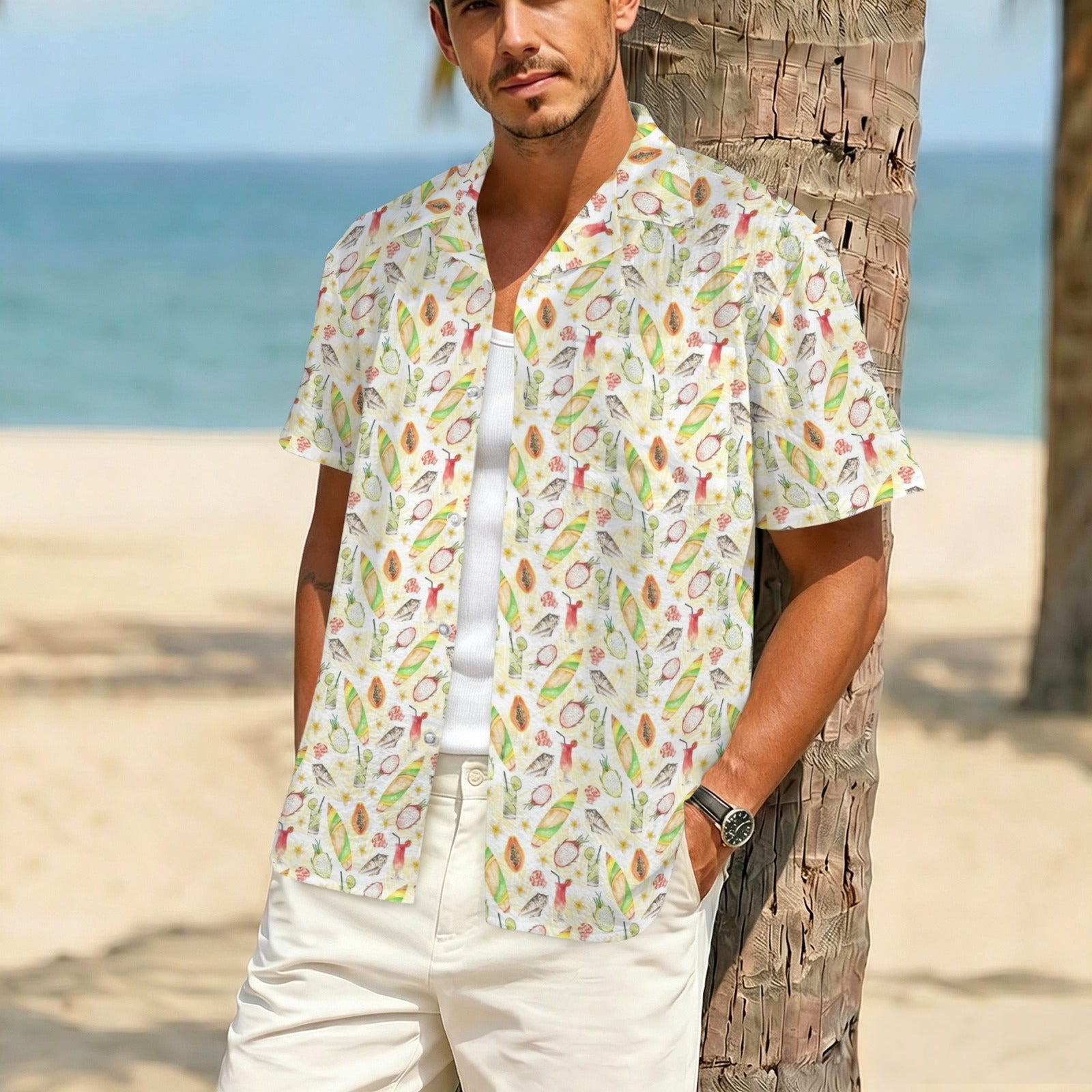 Tropical Surf Men's Crinkle Hawaiian Shirt