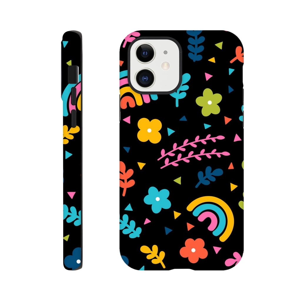 Bright Rainbow And Flowers - Apple iPhone Tough case iPhone 12 iPhone Tough Case Globally Fulfilled Plants