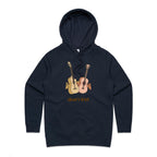 Guitars, Don't Fret - Womens Hoodie Navy Womens Hoodie Music Positivity Printed In Australia