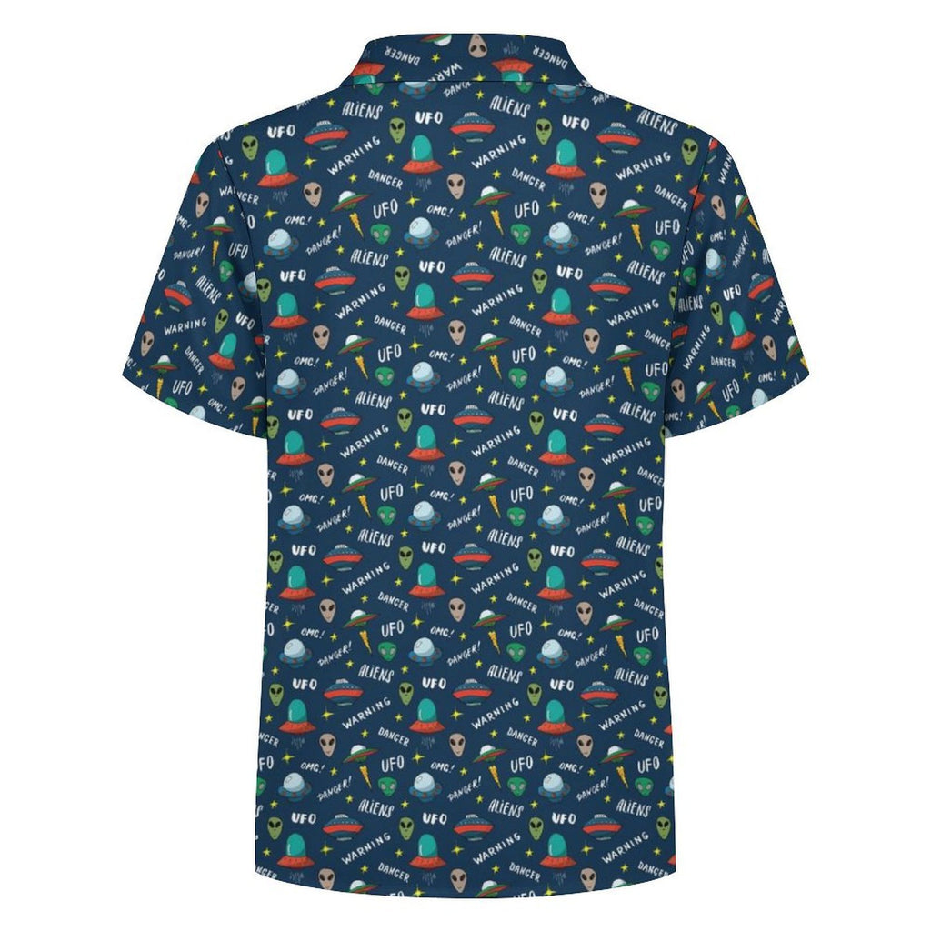 Aliens And UFO's Kids Youth Short Sleeve Button Up Shirt