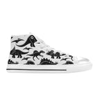 Black And White Dinosaurs - Men's High Top Canvas Shoes