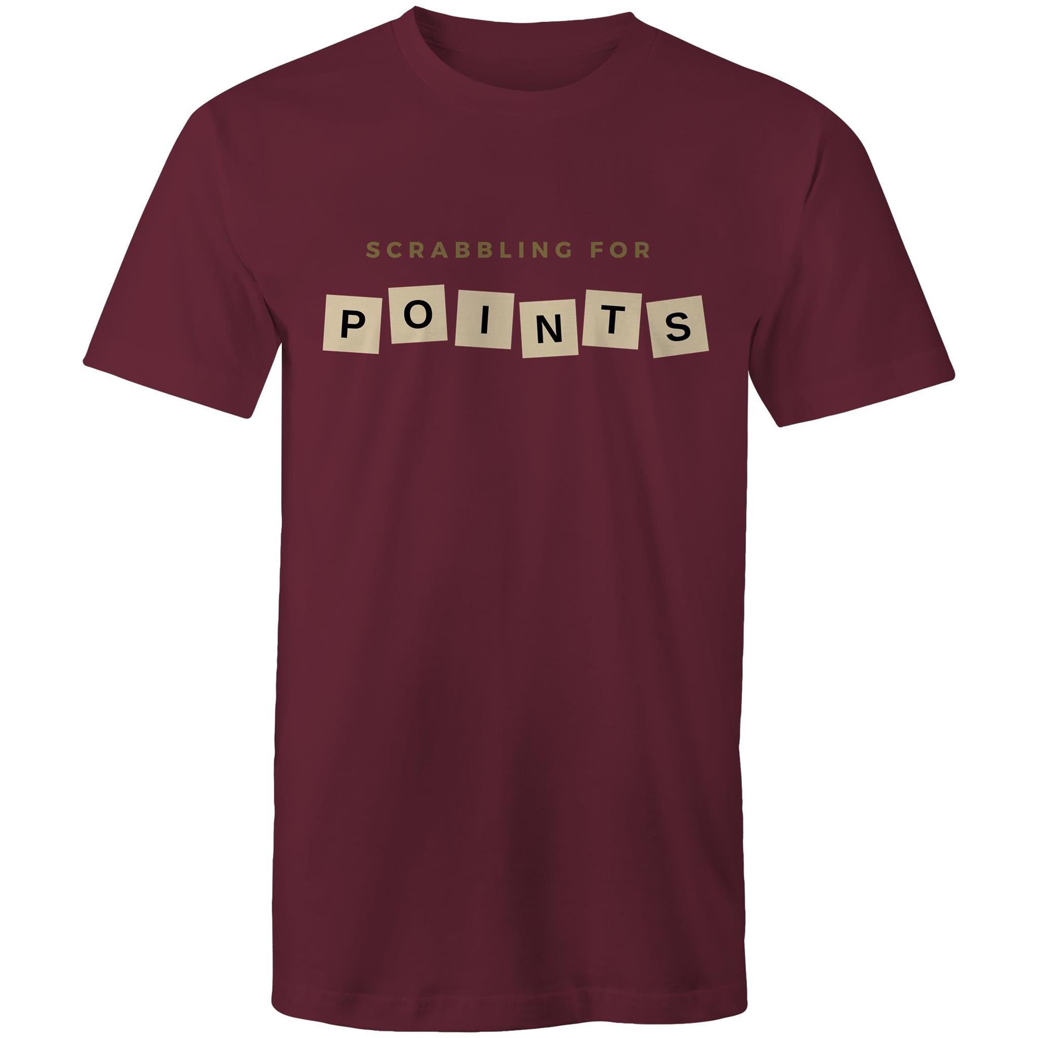 Scrabbling For Points - Mens T-Shirt Burgundy Mens T-shirt Games Printed In Australia