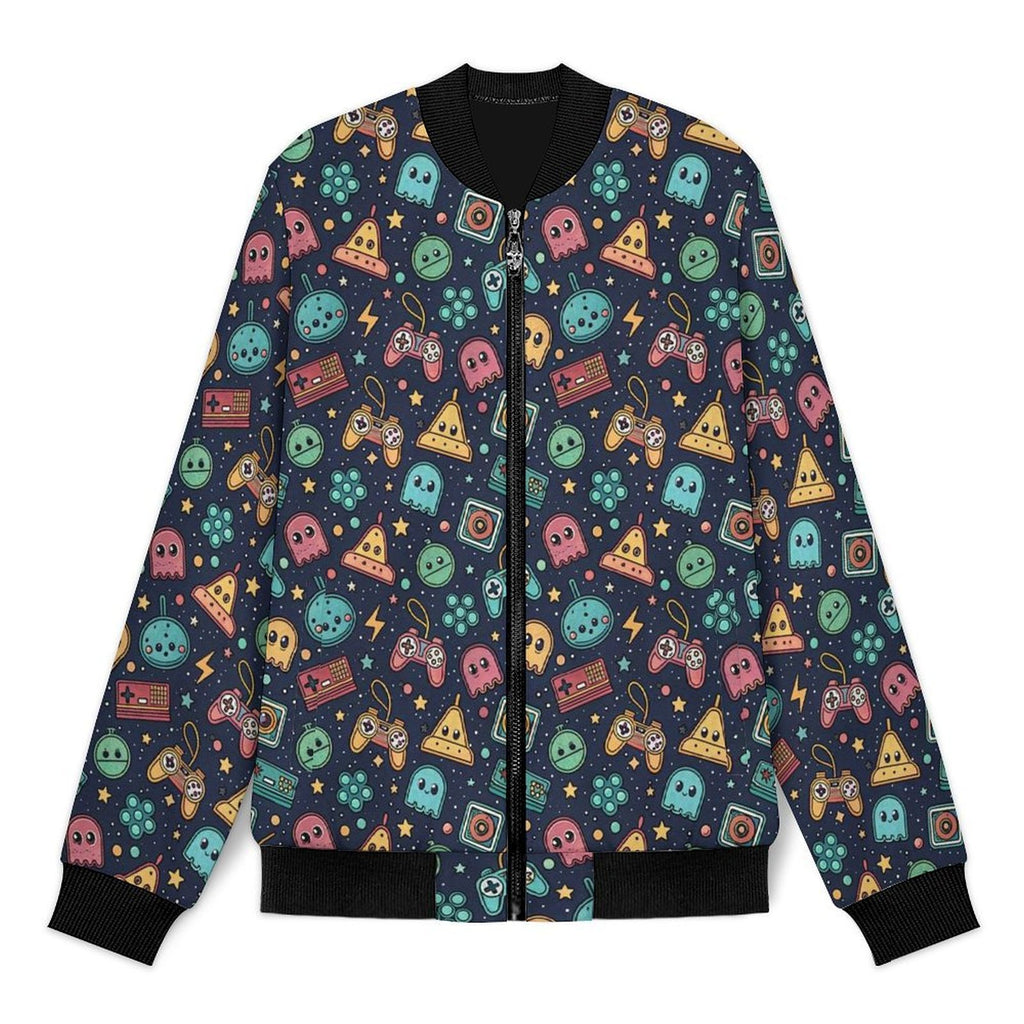 Video Game Men's Casual Zip‑Up Bomber Jacket