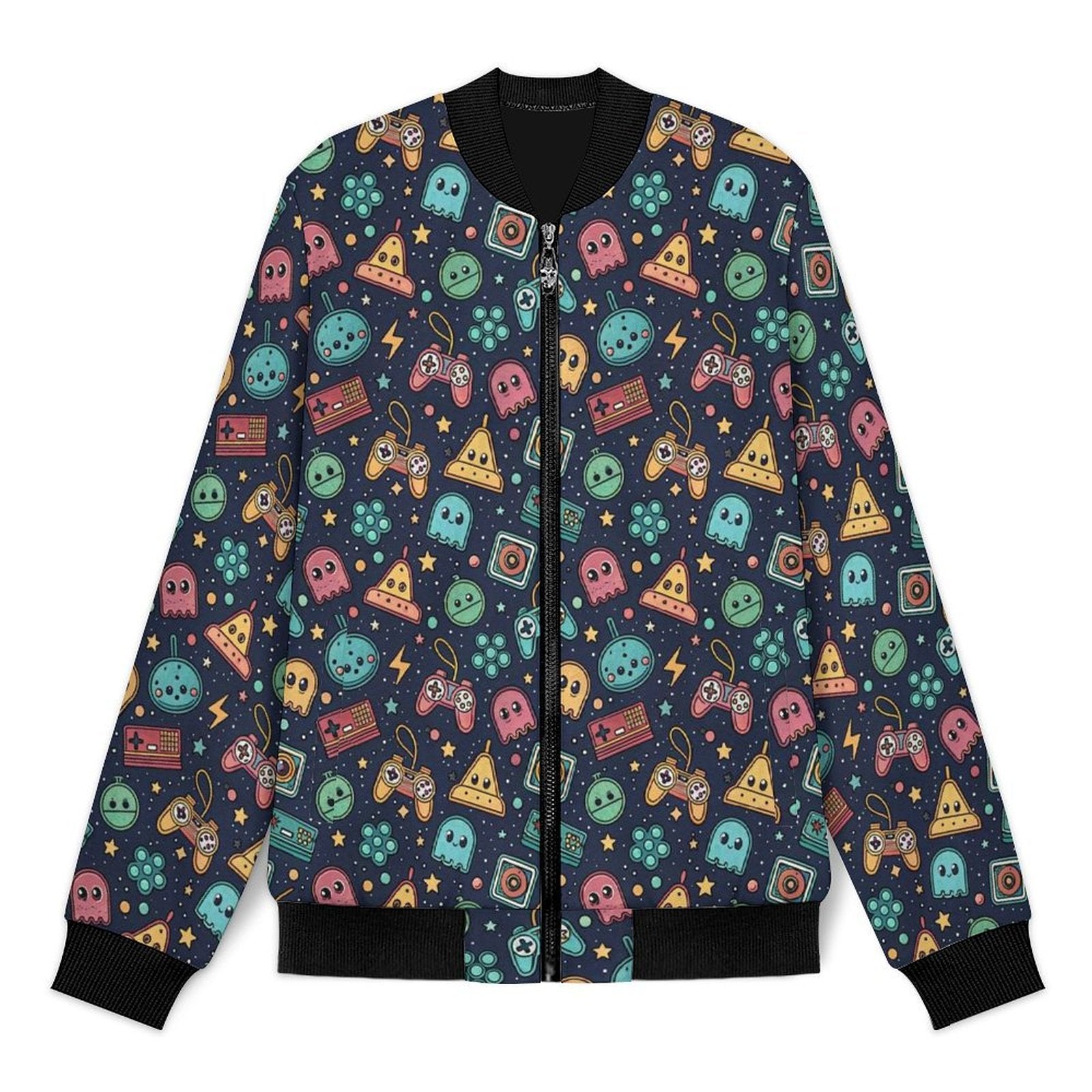 Video Game Men's Casual Zip‑Up Bomber Jacket