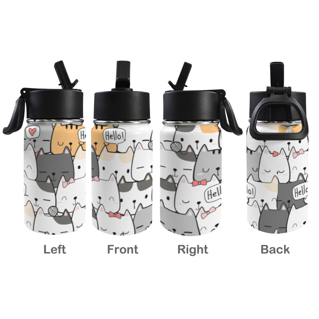 Cat Hello 12oz Kids Water Bottle with Straw Lid