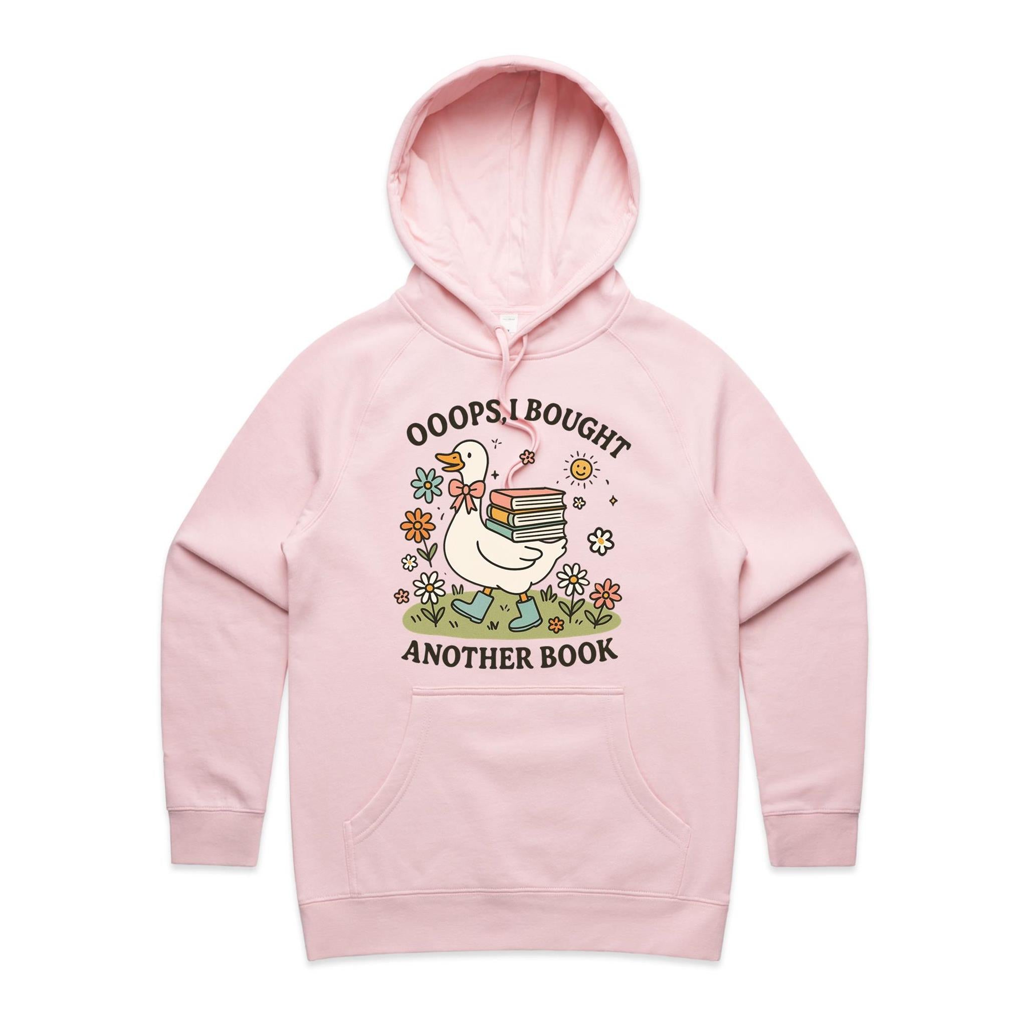Oops, I Bought Another Book - Womens Hoodie Pink Womens Hoodie animal Printed In Australia Reading